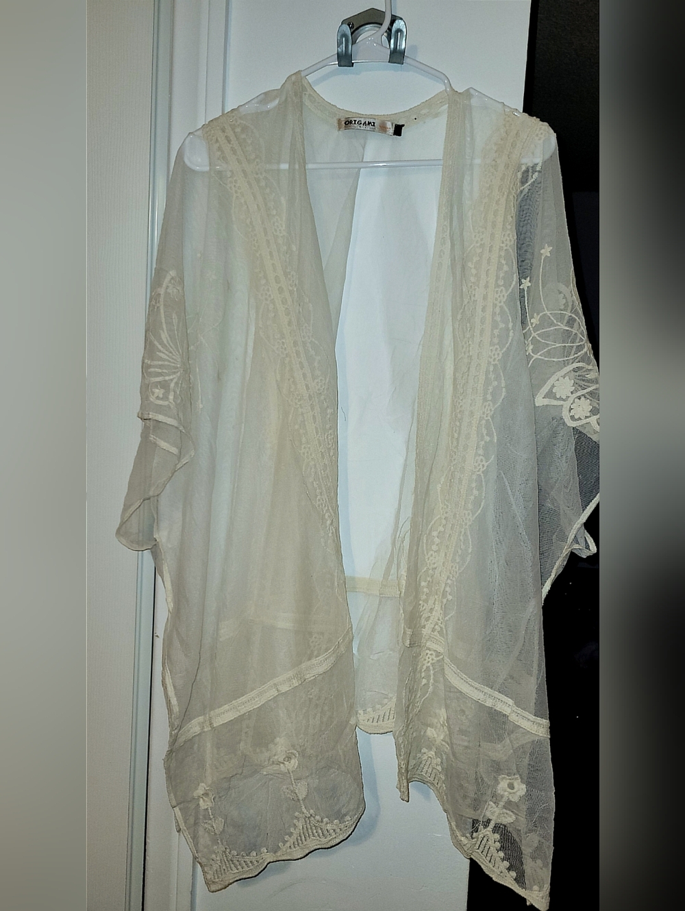 NIP Origami Sheer Embroidered Kimono - Boho Cover-Up